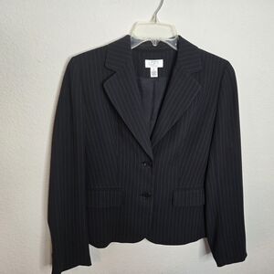 LOFT Women's Black Pinstripe Suit Jacket